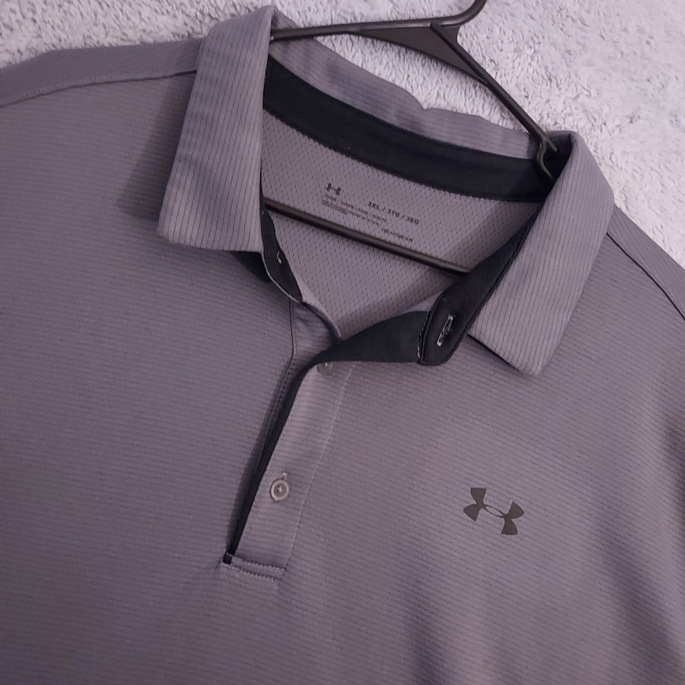 Under Armour Polo Shirt Mens 3XL Gray Golf Activewear Preppy Casual Heatgear